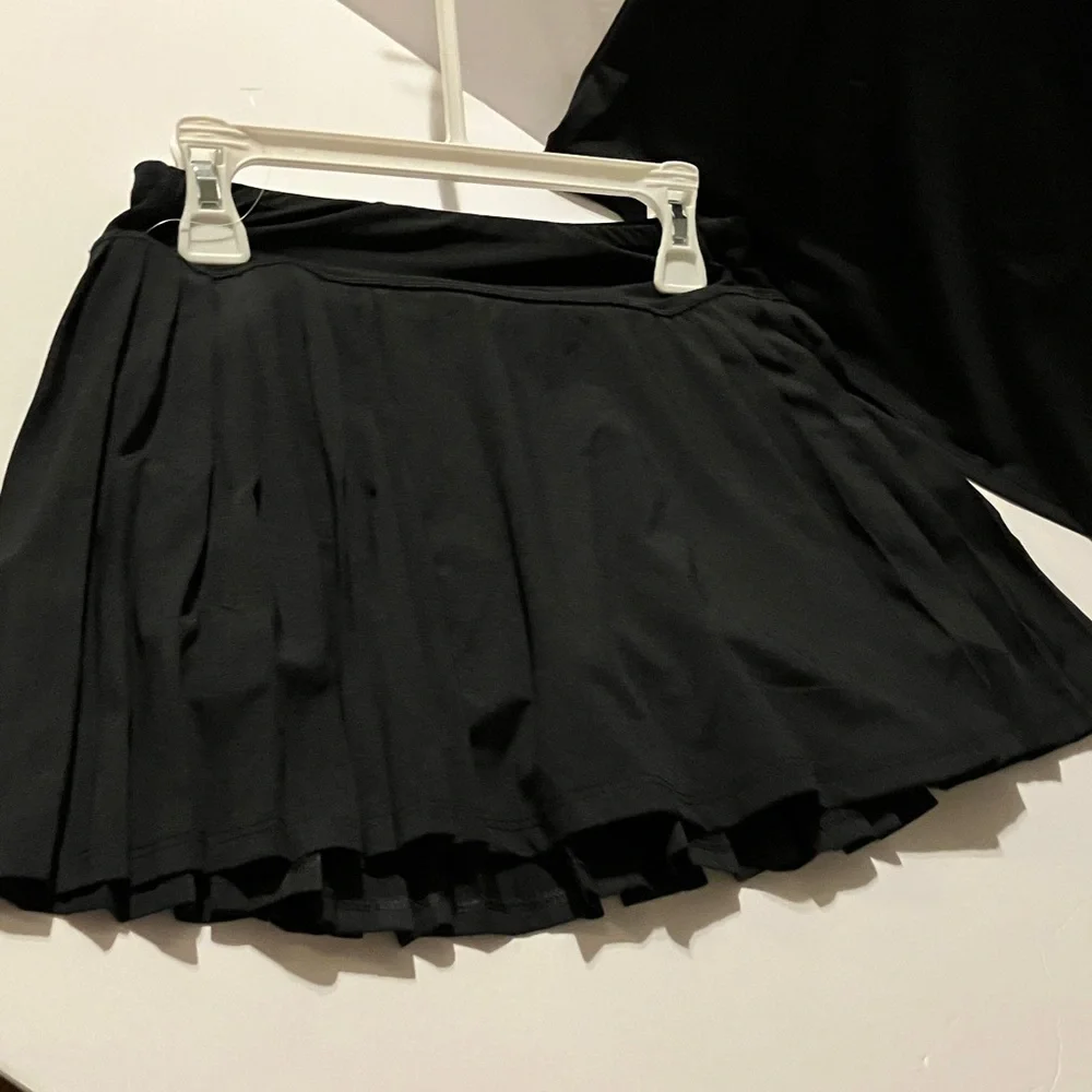 90 Degree By Reflex Black Polo and Skort Set Athletic Girls‎ Size 12